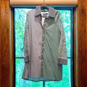 Addison Bay Striped dress in Navy, green, and White